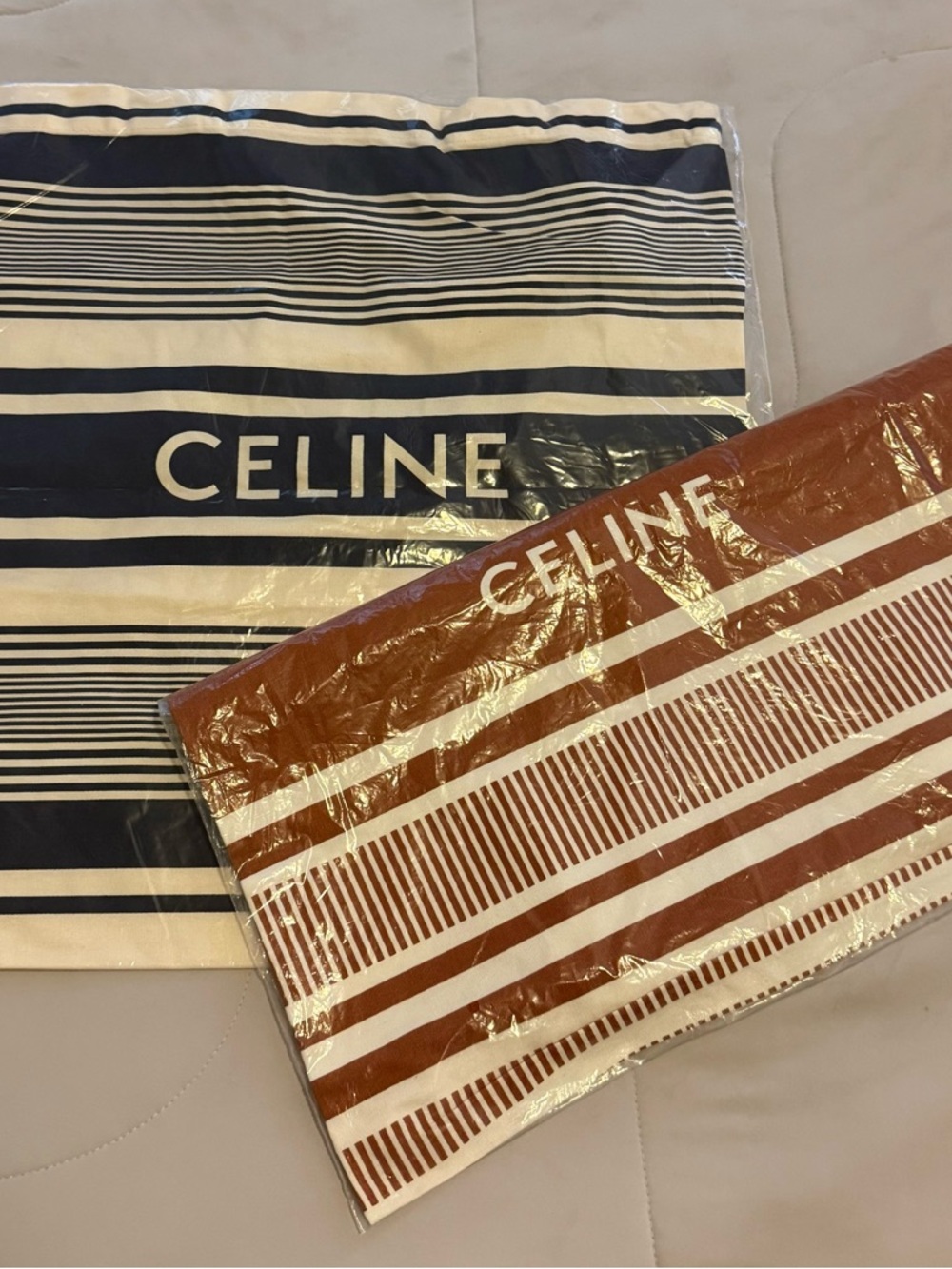 NEW Celine VIP (GWP) Burnt Orange & Cream or Blue Striped Canvas Tote - Picture 6 of 6